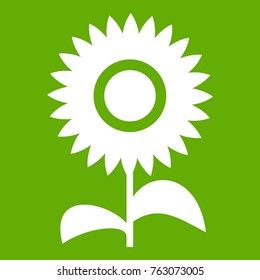 Flower icon white isolated on green background. Vector illustration