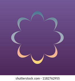 Flower icon without central part. Vector. Evening gradient icon at violet background.