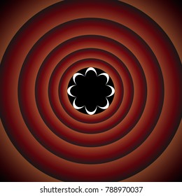 Flower icon without central part. Vector. White icon on black circle in gradient rings.