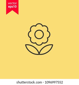 Flower icon. Yellow background. EPS 10 vector sign.