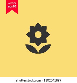 Flower icon. Yellow background. Floral vector icon. EPS 10 vector sign.