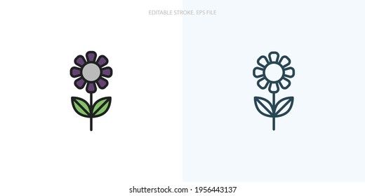 Flower icon for your website, logo, app, UI, product print. Editable stroke icons set