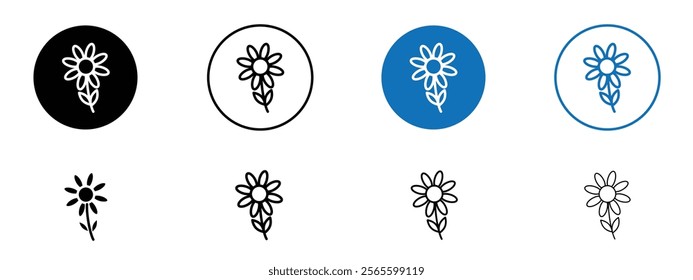 Flower icons in black and blue colors