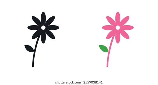 Flower icons in black and colored version