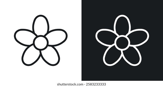 Flower icons in black and white liner strokes for web design.