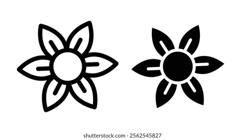 Flower Icons. black and white vector illustration set.