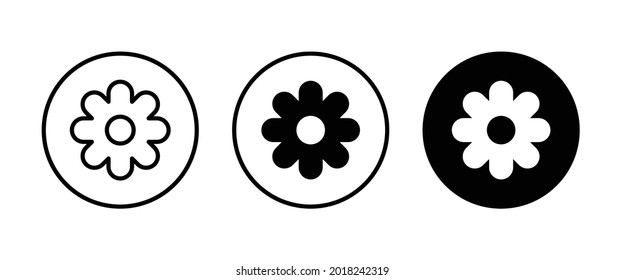 flower icons button, vector, sign, symbol, logo, illustration, editable stroke, flat design style isolated on white