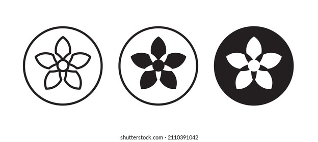 Schaltfläche für Blumensymbole, Vektorgrafik, Zeichen, Symbol, Logo, Illustration, bearbeitbarer Strich, flacher Designstil einzeln auf Weiß