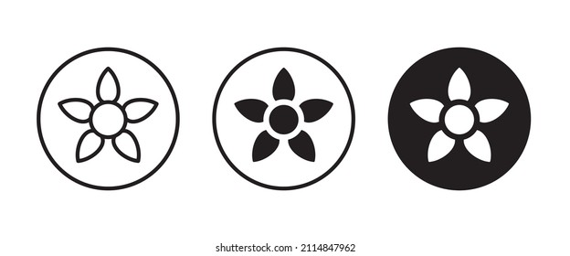 botón de iconos de flor, vector, signo, símbolo, logotipo, ilustración, trazo editable, estilo de diseño plano aislado en blanco