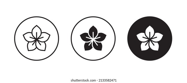 botón de iconos de flor, vector, signo, símbolo, logotipo, ilustración, trazo editable, estilo de diseño plano aislado en blanco