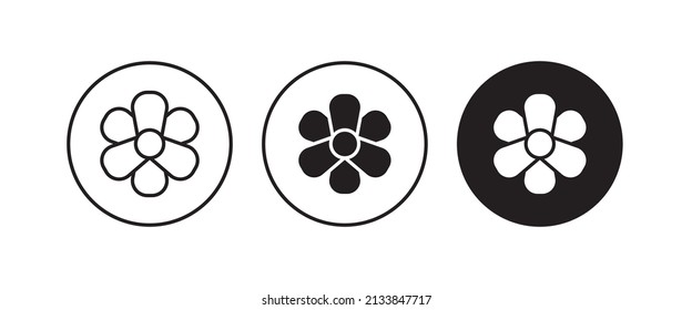 flower icons button, vector, sign, symbol, logo, illustration, editable stroke, flat design style isolated on white