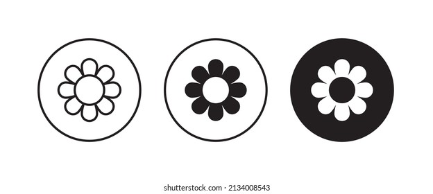 flower icons button, vector, sign, symbol, logo, illustration, editable stroke, flat design style isolated on white