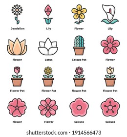 flower icons color vector illustrator 
