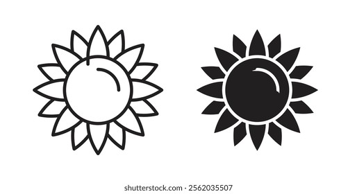 Flower icons in flat and line style set.
