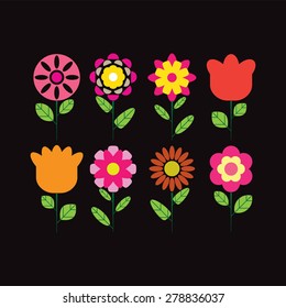 Flower Icons for Pattern. Vector illustration