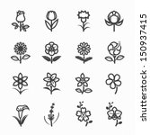 Flower Icons for Pattern with White Background