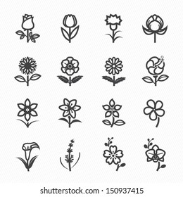 Flower Icons for Pattern with White Background