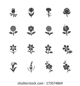 Flower Icons for Pattern with White Background