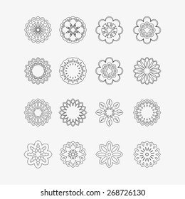 Flower Icons for Pattern with White Background