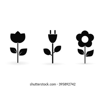 Flower Icons for Pattern with White Background
