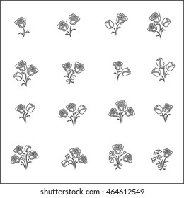 Flower Icons for Pattern with White Background