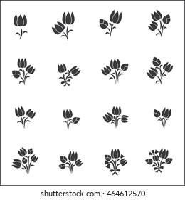 Flower Icons for Pattern with White Background