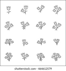 Flower Icons for Pattern with White Background