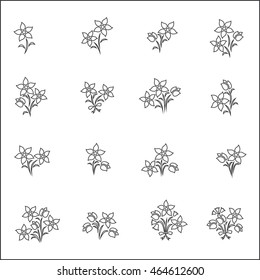 Flower Icons for Pattern with White Background