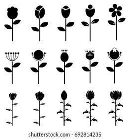 Flower icons for pattern with white background
