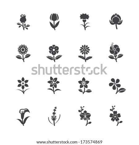 Flower Icons Pattern White Background Stock Vector (Royalty Free ...