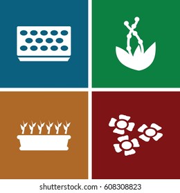 Flower icons set. set of 4 flower filled icons such as pot for plants, plant in pot, flower