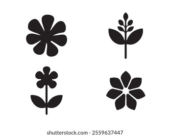 Flower icons set. Abstract flower icons isolated on white background. Flower simple icon. Stock vector.