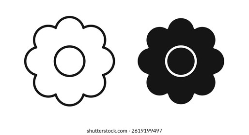 Flower icons set in black colors on white background