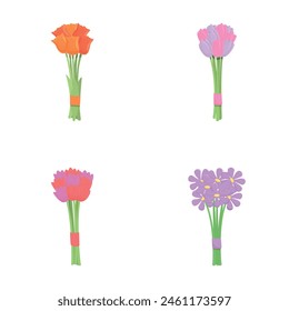 Flower icons set cartoon vector. Colorful summer flower bouquet. Nature, plant