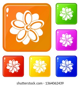 Flower icons set collection vector 6 color isolated on white background