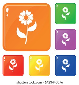 Flower icons set collection vector 6 color isolated on white background