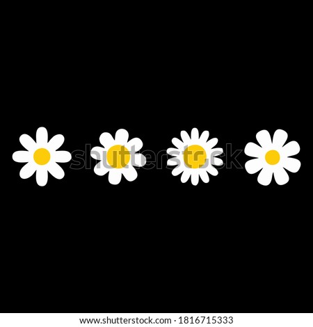 Flower icons set. Daisy chamomile icon. Simple simbol flowers. Flower plant flat style