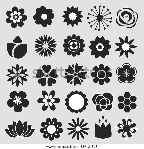 Flower Icons Set Decorative Floral Symbols Stock Vector (Royalty Free ...