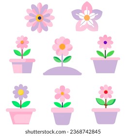 FLOWER ICONS SET FLORAL doodle design for template website etc