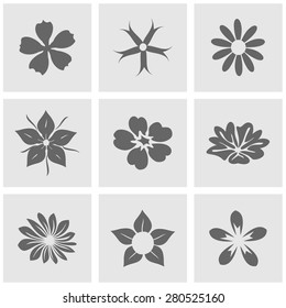 Flower icons set great for any use. Vector EPS10.