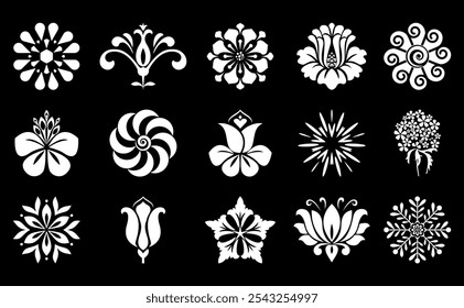 Flower icons set. Isolated elements for design. Vector graphics.