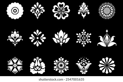 Flower icons set. Isolated elements for design. Vector graphics.