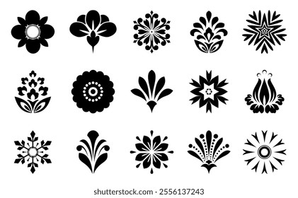 Flower icons set. Isolated elements for design. Vector graphics.