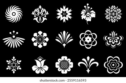 Flower icons set. Isolated elements for design. Vector graphics.