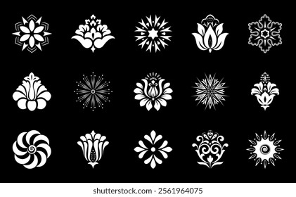 Flower icons set. Isolated elements for design. Vector graphics.