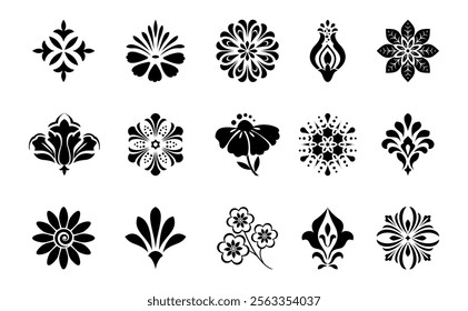 Flower icons set. Isolated elements for design. Vector graphics.