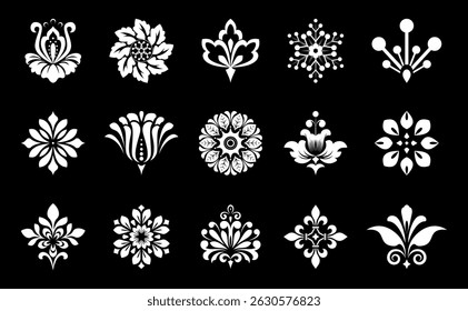 Flower icons set. Isolated elements for design. Vector graphics.