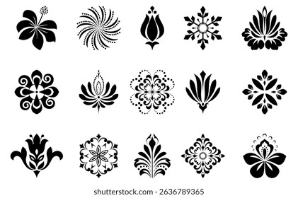 Flower icons set. Isolated elements for design. Vector graphics.
