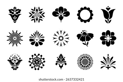 Flower icons set. Isolated elements for design. Vector graphics.