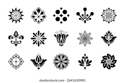 Flower icons set. Isolated elements for design. Vector graphics.